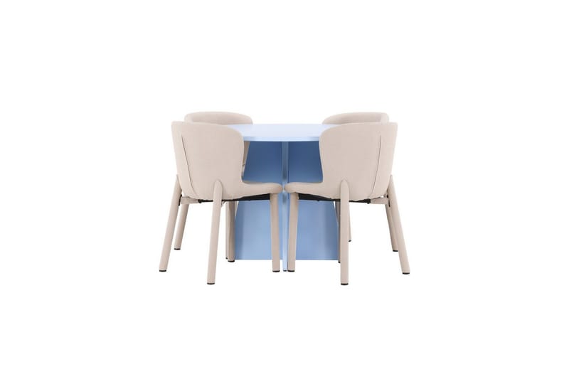 Spisegruppe Bootcut rundt 110 cm babyblå med 4 stk. Astoria stoler Beige - Beige - Møbler - Bord - Spisegrupper