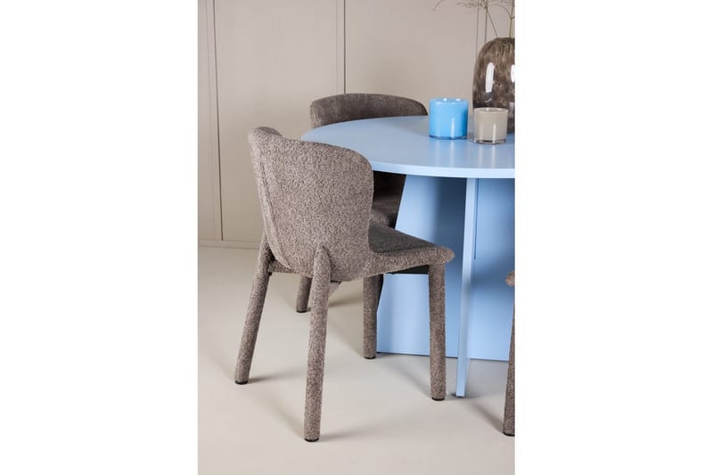 Spisegruppe Bootcut rundt 110 cm babyblå med 4 stk. Astoria stoler Brun - Brun - Møbler - Bord - Spisegrupper