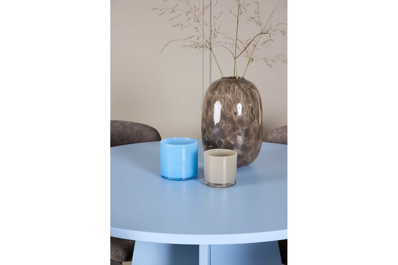 Spisegruppe Bootcut rundt 110 cm babyblå med 4 stk. Astoria stoler Brun - Brun - Møbler - Bord - Spisegrupper