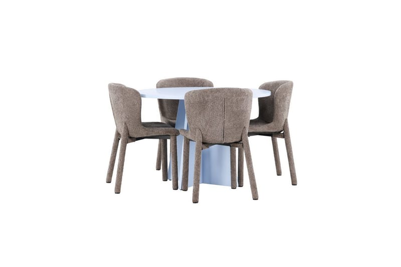 Spisegruppe Bootcut rundt 110 cm babyblå med 4 stk. Astoria stoler Brun - Brun - Møbler - Bord - Spisegrupper