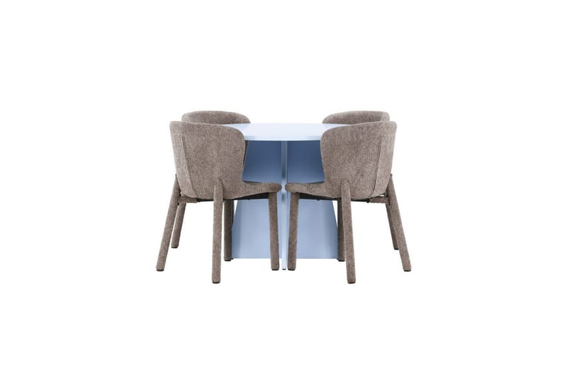Spisegruppe Bootcut rundt 110 cm babyblå med 4 stk. Astoria stoler Brun - Brun - Møbler - Bord - Spisegrupper