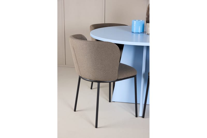 Spisegruppe Bootcut rundt 110 cm babyblå med 4 stk. Edina stoler Svart / Brun - Svart / Brun - Møbler - Bord - Spisegrupper