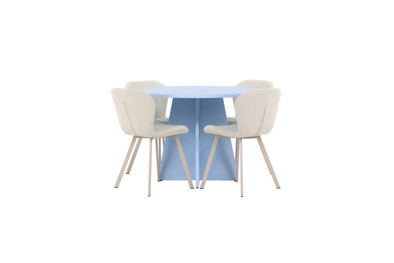 Spisegruppe Bootcut rundt 110 cm babyblå med 4 stk. Lilja stoler, undefined
