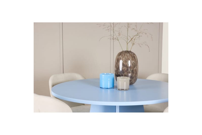 Spisegruppe Bootcut rundt 110 cm babyblå med 4 stk. Lilja stoler - Møbler - Bord - Spisegrupper