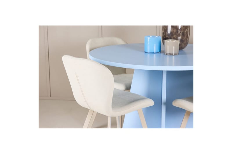 Spisegruppe Bootcut rundt 110 cm babyblå med 4 stk. Lilja stoler - Møbler - Bord - Spisegrupper