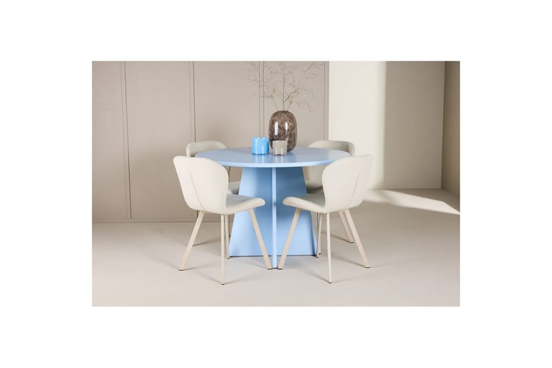 Spisegruppe Bootcut rundt 110 cm babyblå med 4 stk. Lilja stoler - Møbler - Bord - Spisegrupper