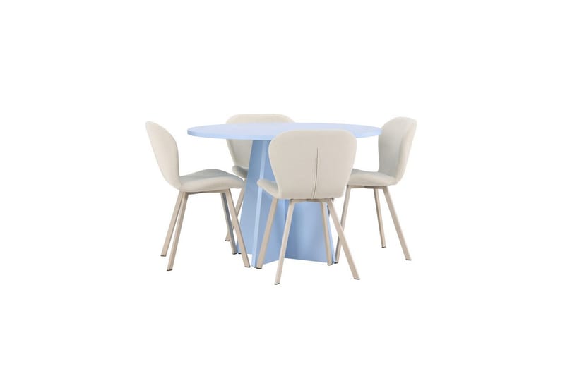 Spisegruppe Bootcut rundt 110 cm babyblå med 4 stk. Lilja stoler - Møbler - Bord - Spisegrupper