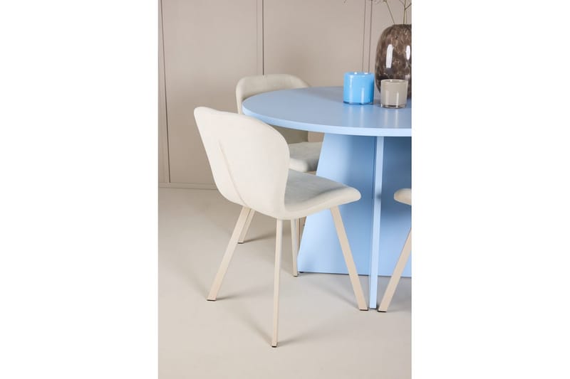 Spisegruppe Bootcut rundt 110 cm babyblå med 4 stk. Lilja stoler - Møbler - Bord - Spisegrupper