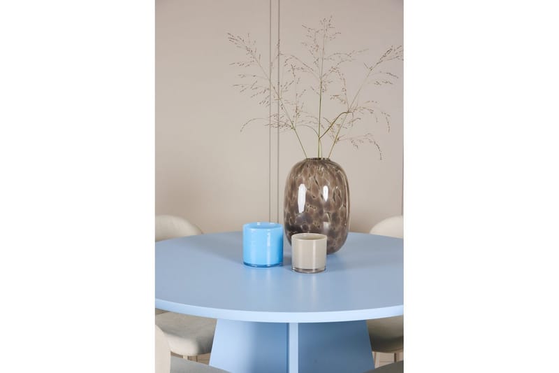 Spisegruppe Bootcut rundt 110 cm babyblå med 4 stk. Lilja stoler - Møbler - Bord - Spisegrupper