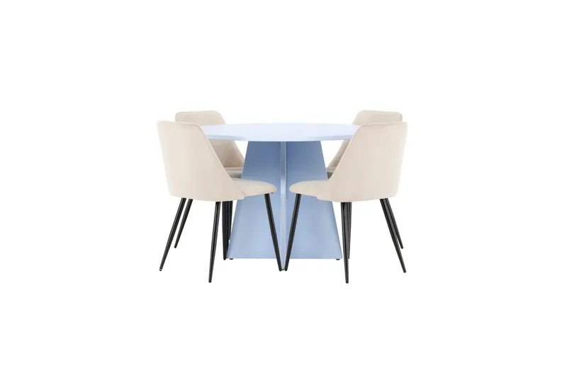 Spisegruppe Bootcut rundt 110 cm babyblå med 4 stk. Night stoler, undefined