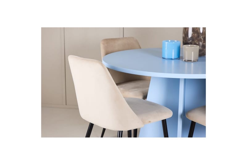 Spisegruppe Bootcut rundt 110 cm babyblå med 4 stk. Night stoler - Møbler - Bord - Spisegrupper