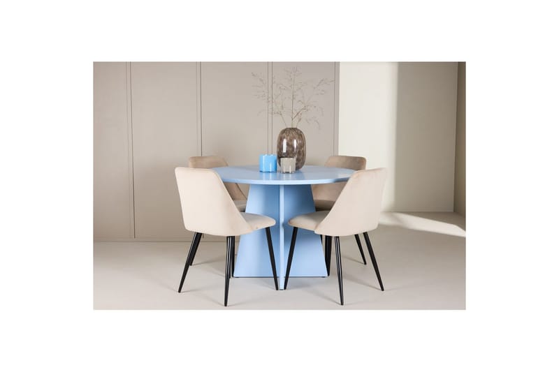 Spisegruppe Bootcut rundt 110 cm babyblå med 4 stk. Night stoler - Møbler - Bord - Spisegrupper