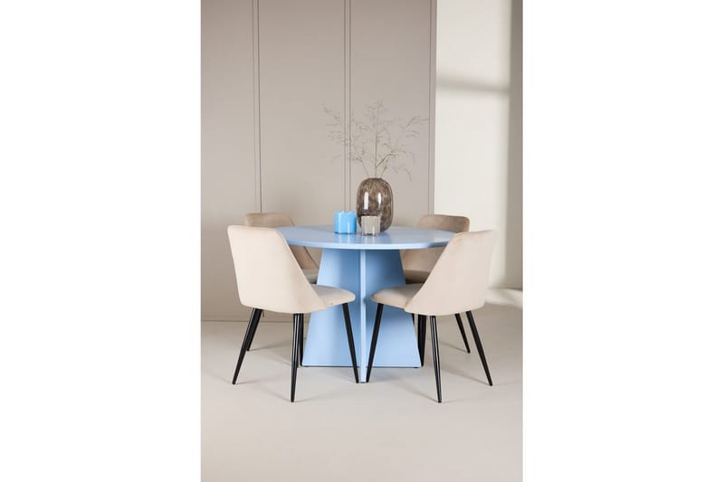 Spisegruppe Bootcut rundt 110 cm babyblå med 4 stk. Night stoler - Møbler - Bord - Spisegrupper