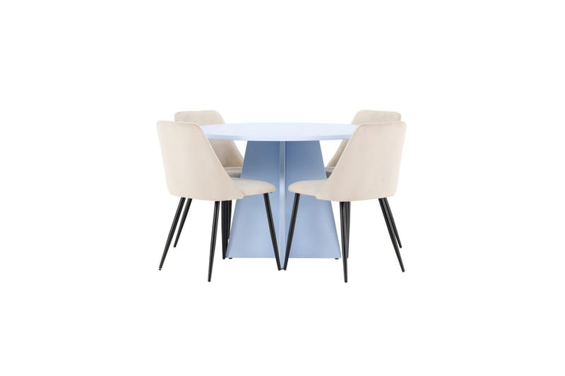 Spisegruppe Bootcut rundt 110 cm babyblå med 4 stk. Night stoler - Møbler - Bord - Spisegrupper