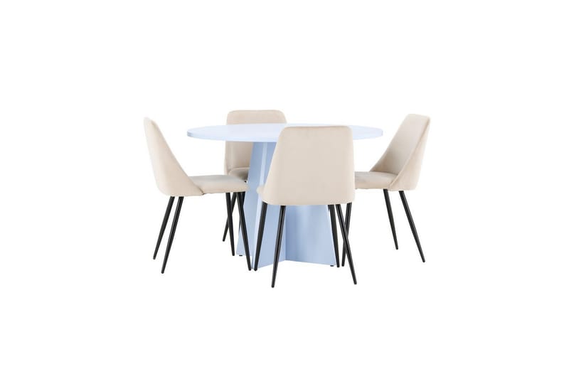 Spisegruppe Bootcut rundt 110 cm babyblå med 4 stk. Night stoler - Møbler - Bord - Spisegrupper