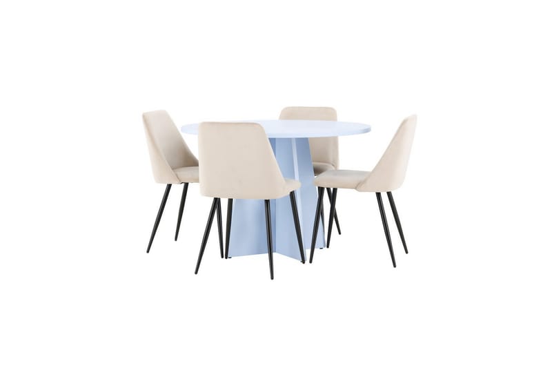 Spisegruppe Bootcut rundt 110 cm babyblå med 4 stk. Night stoler - Møbler - Bord - Spisegrupper