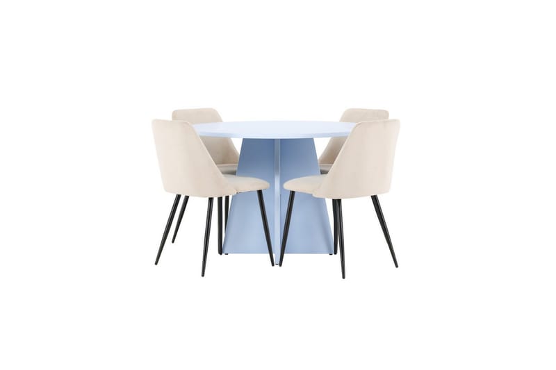 Spisegruppe Bootcut rundt 110 cm babyblå med 4 stk. Night stoler - Møbler - Bord - Spisegrupper