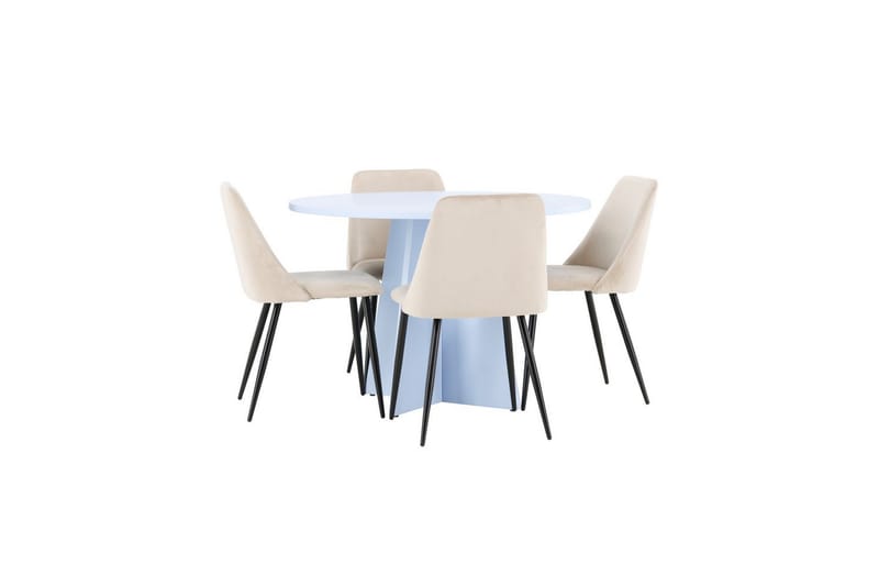Spisegruppe Bootcut rundt 110 cm babyblå med 4 stk. Night stoler - Møbler - Bord - Spisegrupper