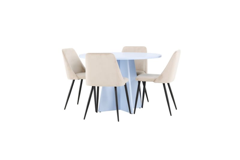 Spisegruppe Bootcut rundt 110 cm babyblå med 4 stk. Night stoler - Møbler - Bord - Spisegrupper