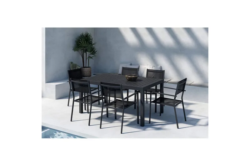 Spisegruppe Capo, Copacabana - Svart - Hagemøbler - Hagegruppe - Spisegrupper hage