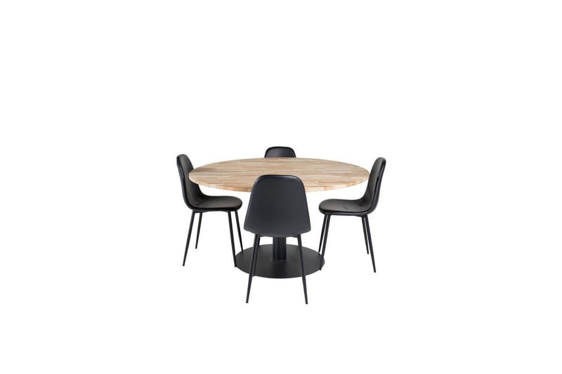 Spisegruppe Cirebon Rund 140 cm Teak / Svart med 4 Polar Stoler - Møbler - Bord - Spisegrupper