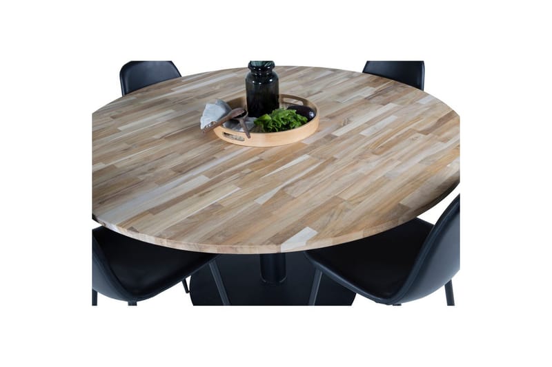 Spisegruppe Cirebon Rund 140 cm Teak / Svart med 4 Polar Stoler - Møbler - Bord - Spisegrupper