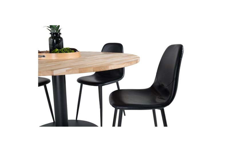 Spisegruppe Cirebon Rund 140 cm Teak / Svart med 4 Polar Stoler - Møbler - Bord - Spisegrupper