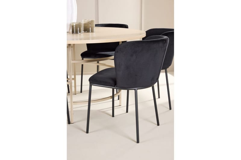 Spisegruppe Copenhagen Rund 140 cm Hvit/Beige med 6 Edina-stoler - Møbler - Bord - Spisegrupper