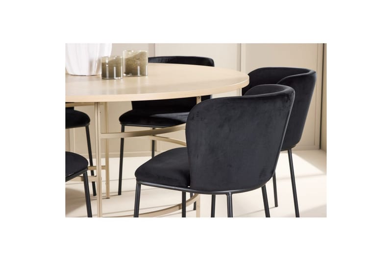 Spisegruppe Copenhagen Rund 140 cm Hvit/Beige med 6 Edina-stoler - Møbler - Bord - Spisegrupper