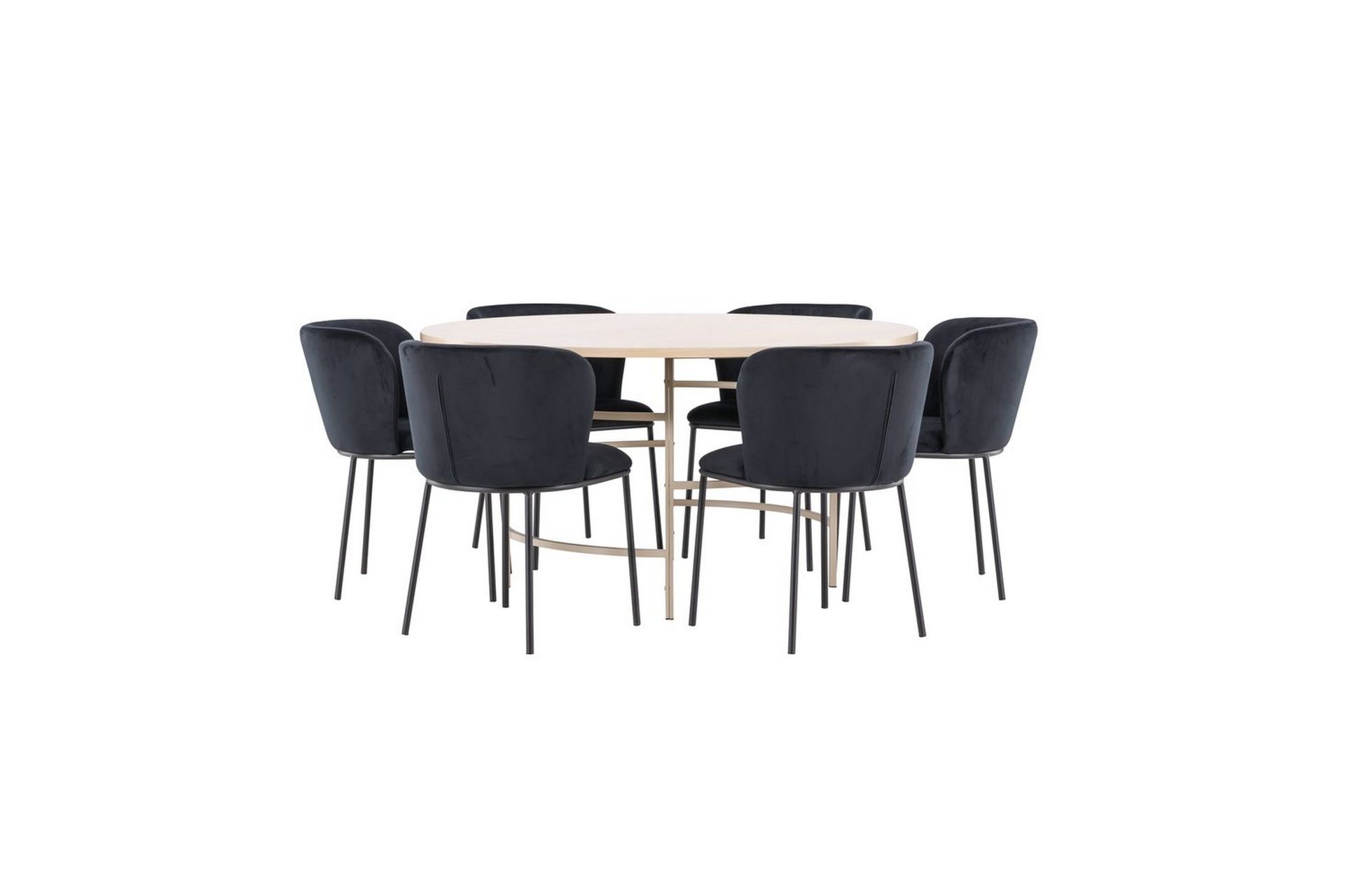 Spisegruppe Copenhagen Rund 140 cm Hvit/Beige med 6 Edina-stoler - Møbler - Bord - Spisegrupper