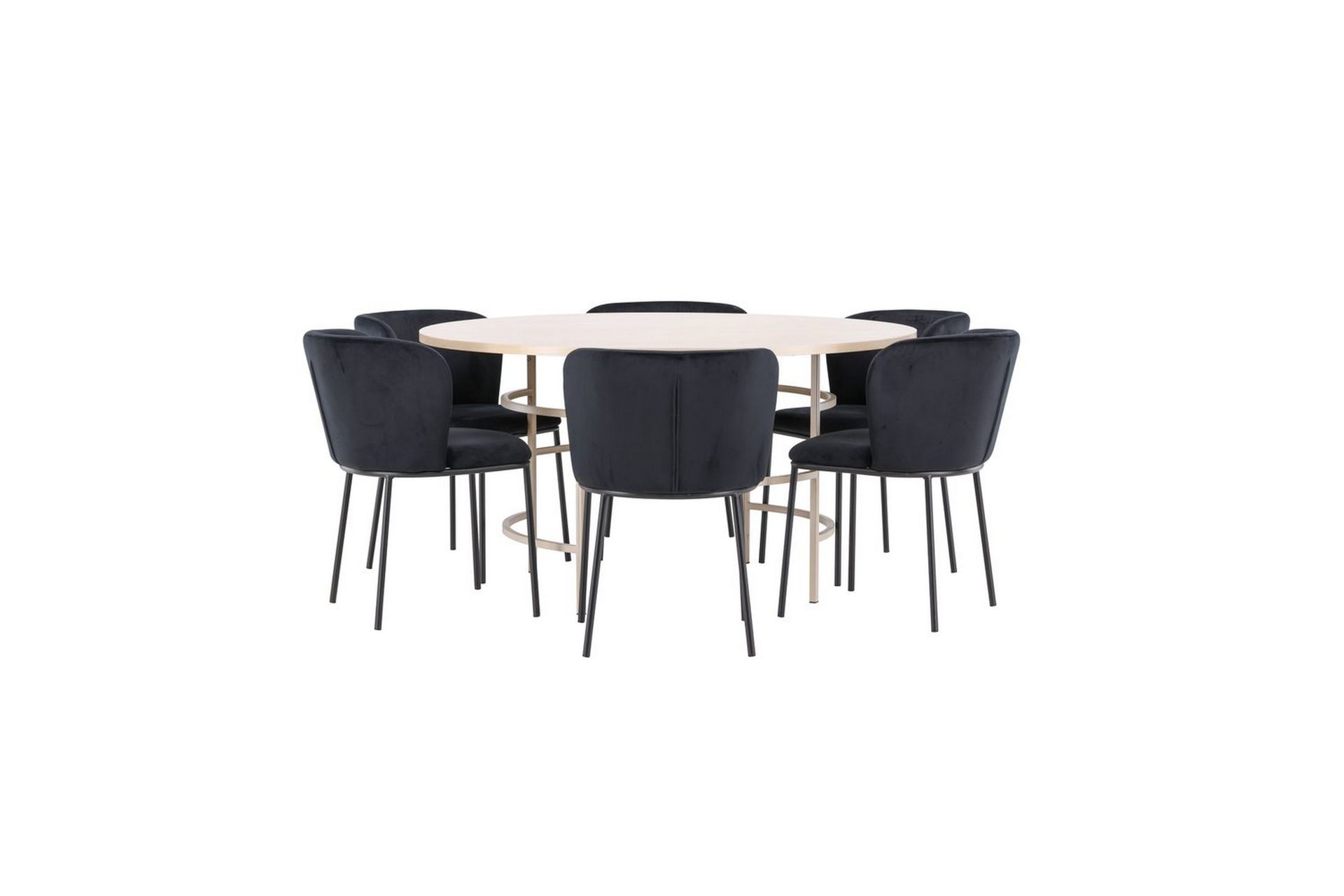Spisegruppe Copenhagen Rund 140 cm Hvit/Beige med 6 Edina-stoler - Møbler - Bord - Spisegrupper