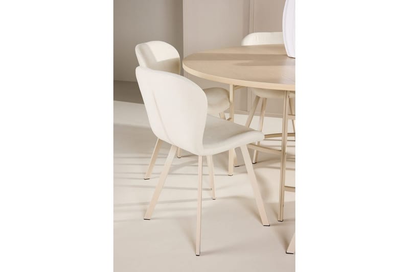 Spisegruppe Copenhagen Rund 140 cm Hvit/Beige med 6 Lilja-stoler - Møbler - Bord - Spisegrupper