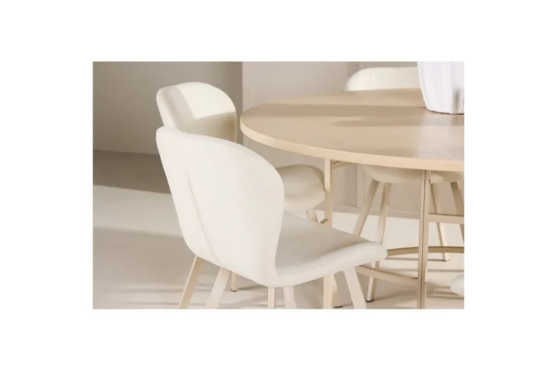 Spisegruppe Copenhagen Rund 140 cm Hvit/Beige med 6 Lilja-stoler - Møbler - Bord - Spisegrupper