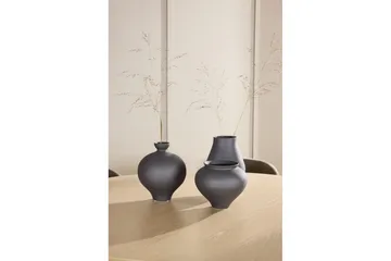 Spisegruppe Copenhagen Rund 140 cm Hvit/Svart med 6 Edina-stoler Svart / Brun - Svart / Brun - Møbler - Bord - Spisegrupper
