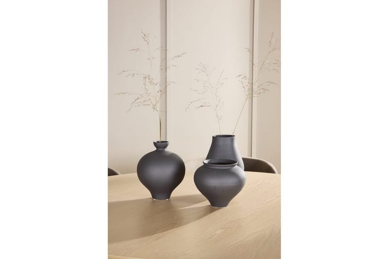 Spisegruppe Copenhagen Rund 140 cm Hvit/Svart med 6 Edina-stoler Svart / Brun - Svart / Brun - Møbler - Bord - Spisegrupper