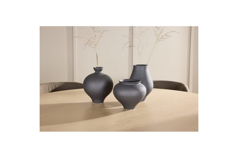 Spisegruppe Copenhagen Rund 140 cm Hvit/Svart med 6 Edina-stoler Svart / Brun - Svart / Brun - Møbler - Bord - Spisegrupper