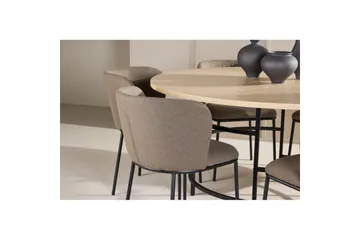 Spisegruppe Copenhagen Rund 140 cm Hvit/Svart med 6 Edina-stoler Svart / Brun - Svart / Brun - Møbler - Bord - Spisegrupper