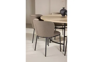 Spisegruppe Copenhagen Rund 140 cm Hvit/Svart med 6 Edina-stoler Svart / Brun - Svart / Brun - Møbler - Bord - Spisegrupper