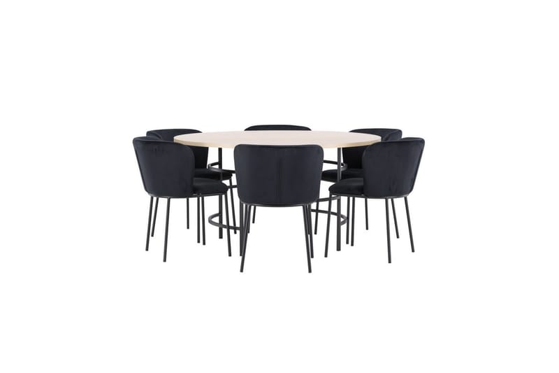 Spisegruppe Copenhagen Rund 140 cm Hvit/Svart med 6 Edina-stoler Svart - Svart - Møbler - Bord - Spisegrupper