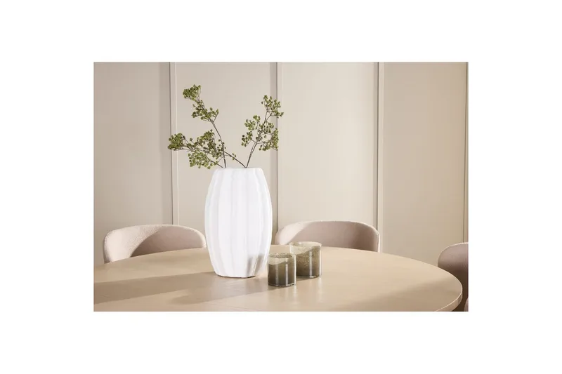 Spisegruppe Copenhagen Rund 140 cm med 6 Astoria-stoler Hvit / Beige, Beige - Hvit / Beige, Beige - Møbler - Bord - Spisegrupper