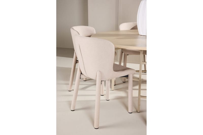 Spisegruppe Copenhagen Rund 140 cm med 6 Astoria-stoler Hvit / Beige, Beige - Hvit / Beige, Beige - Møbler - Bord - Spisegrupper