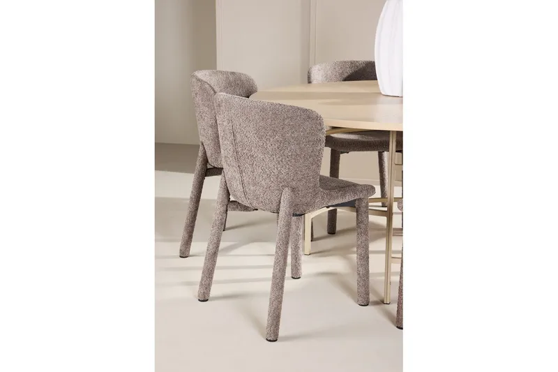 Spisegruppe Copenhagen Rund 140 cm med 6 Astoria-stoler Hvit / Beige, Brun - Hvit / Beige, Brun - Møbler - Bord - Spisegrupper