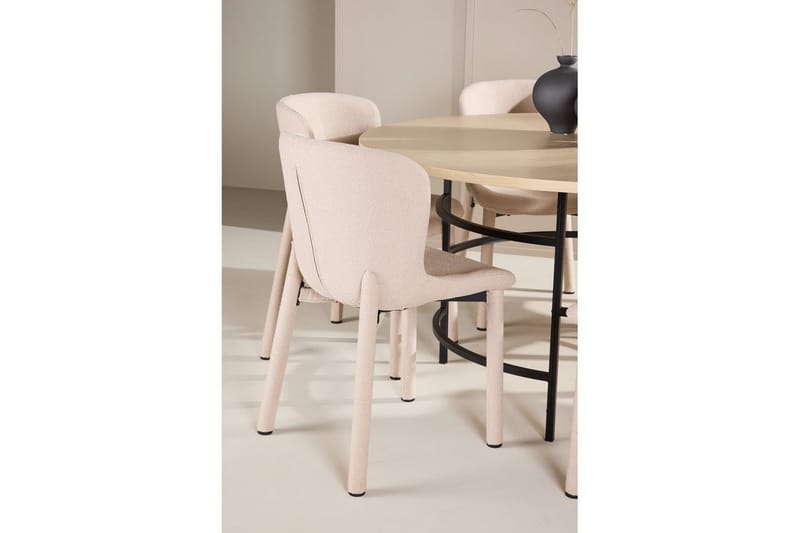 Spisegruppe Copenhagen Rund 140 cm med 6 Astoria-stoler Hvit / Svart, Beige - Hvit / Svart, Beige - Møbler - Bord - Spisegrupper