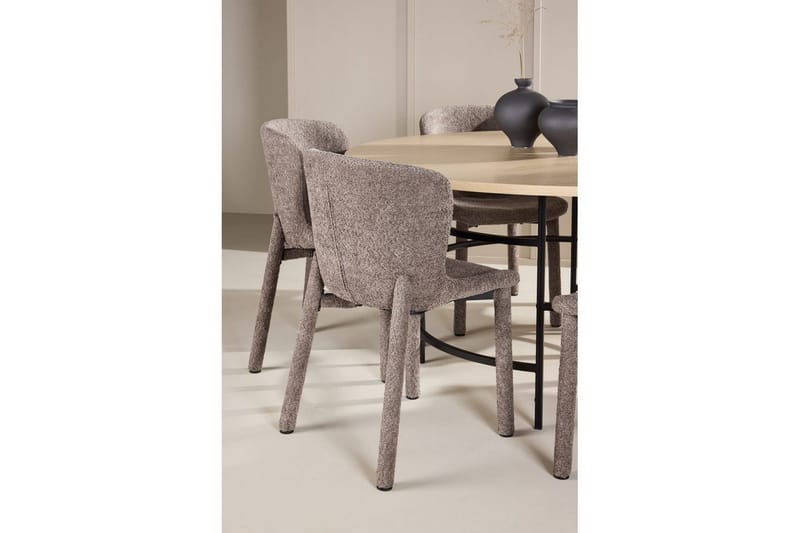Spisegruppe Copenhagen Rund 140 cm med 6 Astoria-stoler Hvit / Svart, Brun - Hvit / Svart, Brun - Møbler - Bord - Spisegrupper