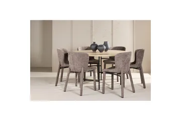 Spisegruppe Copenhagen Rund 140 cm med 6 Astoria-stoler Hvit / Svart, Brun - Hvit / Svart, Brun - Møbler - Bord - Spisegrupper