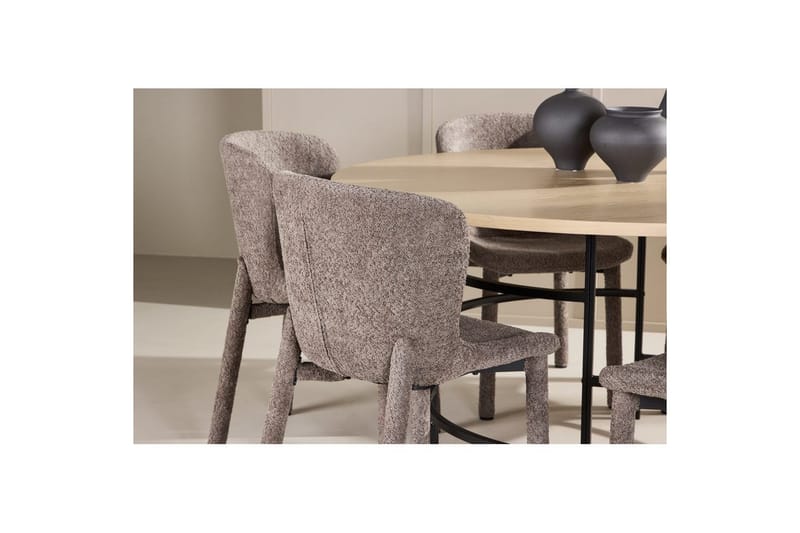 Spisegruppe Copenhagen Rund 140 cm med 6 Astoria-stoler Hvit / Svart, Brun - Hvit / Svart, Brun - Møbler - Bord - Spisegrupper