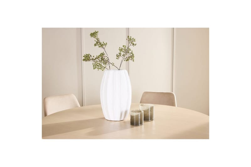 Spisegruppe Copenhagen Rund 140 cm med 6 Night-stoler Hvit / Beige - Hvit / Beige - Møbler - Bord - Spisegrupper
