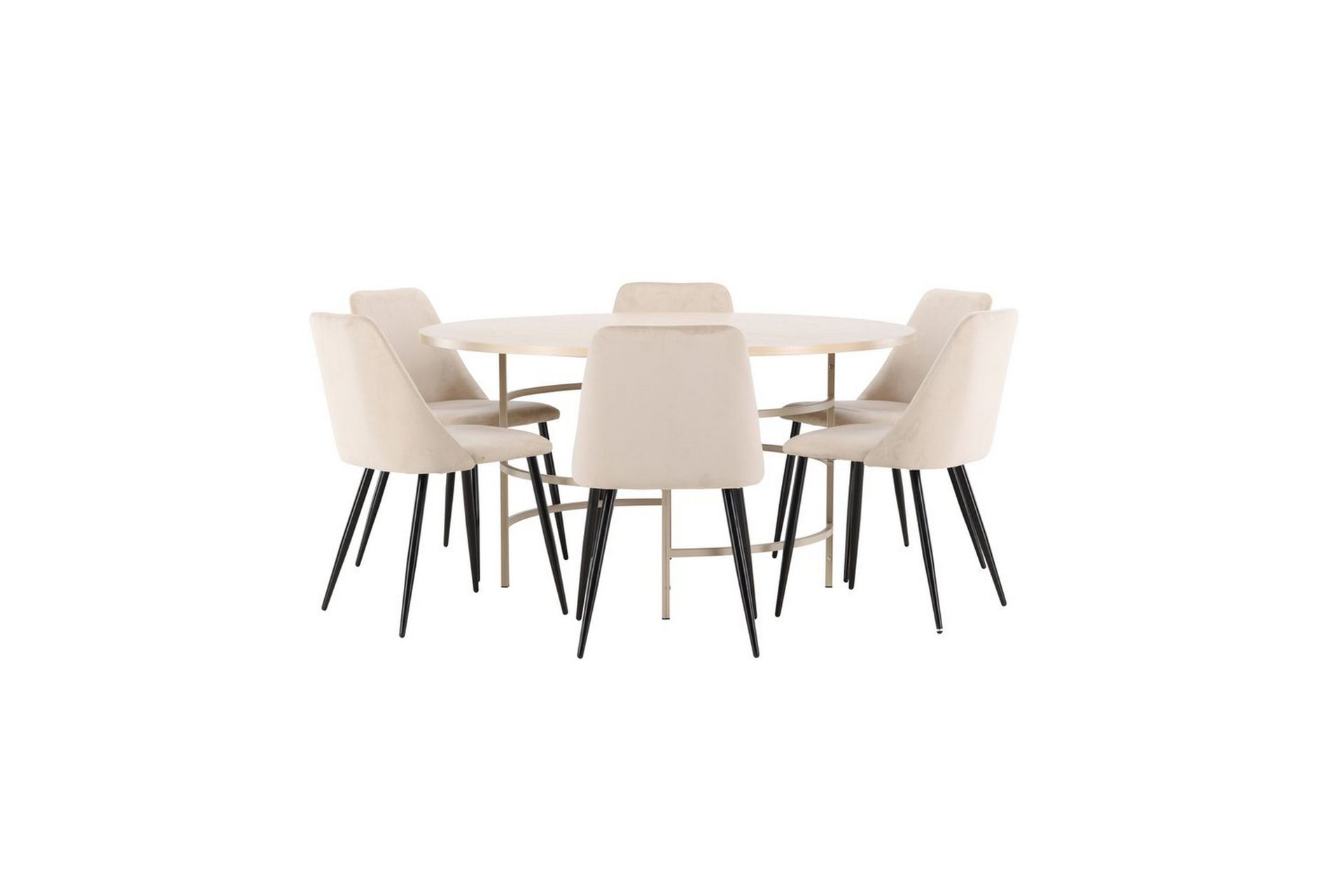 Spisegruppe Copenhagen Rund 140 cm med 6 Night-stoler Hvit / Beige - Hvit / Beige - Møbler - Bord - Spisegrupper