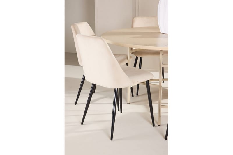 Spisegruppe Copenhagen Rund 140 cm med 6 Night-stoler Hvit / Beige - Hvit / Beige - Møbler - Bord - Spisegrupper