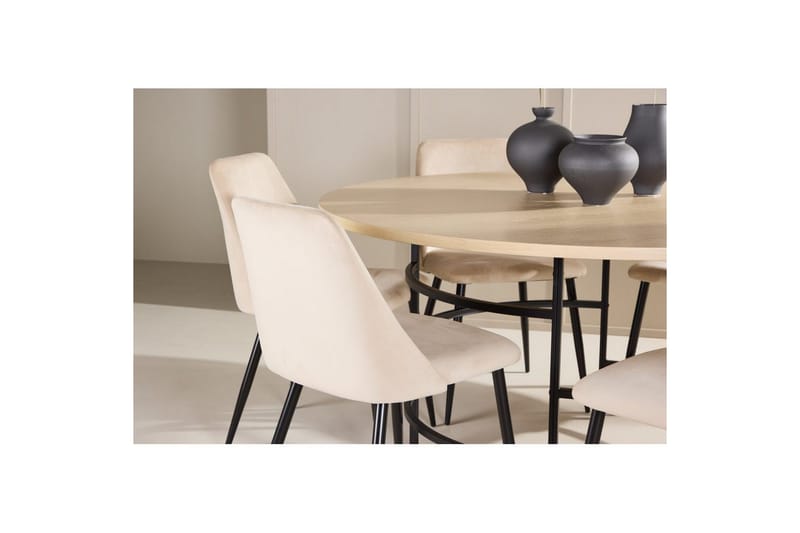 Spisegruppe Copenhagen Rund 140 cm med 6 Night-stoler Hvit / Svart - Hvit / Svart - Møbler - Bord - Spisegrupper